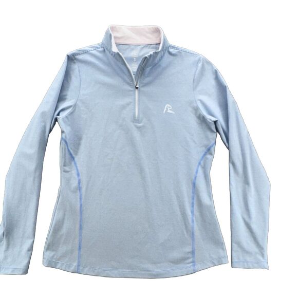Rhoback Tops - Rhoback Womens Q-Zip Performance Pullover Size Small Riva Heather Stripe Blue